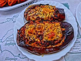 Papoutsakia, stuffed eggplant