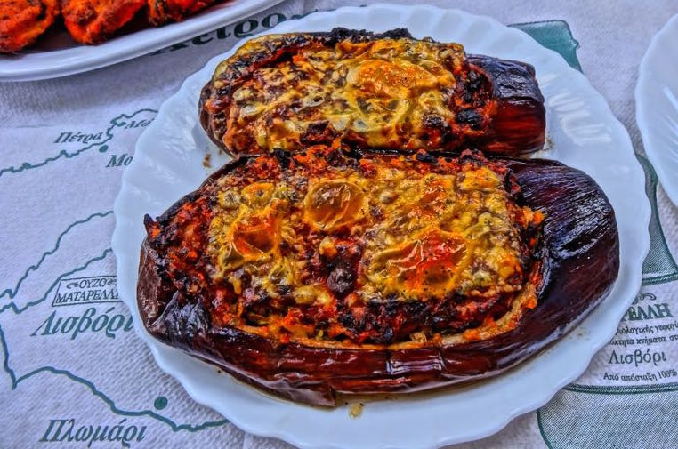 Papoutsakia, stuffed eggplant