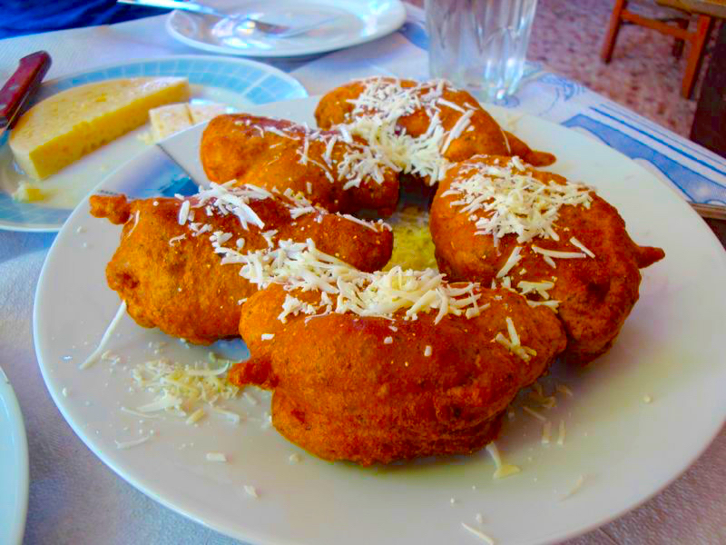 Fried louloudakia, stuffed zucchini flowers